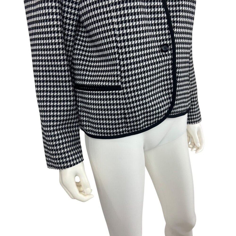 Vintage 80s Houndstooth Blazer Womens Large Black & White Single Button Jacket - Picture 5 of 8